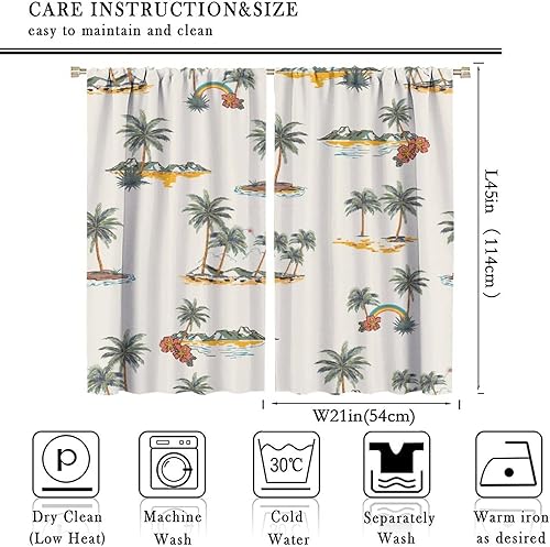 Miniatura 2 de Cortinas de playa, palmeras tropicales, costeras, hawaianas, verano, océano, paisaje, con bolsillo para barra, cortinas de ventana para sala de