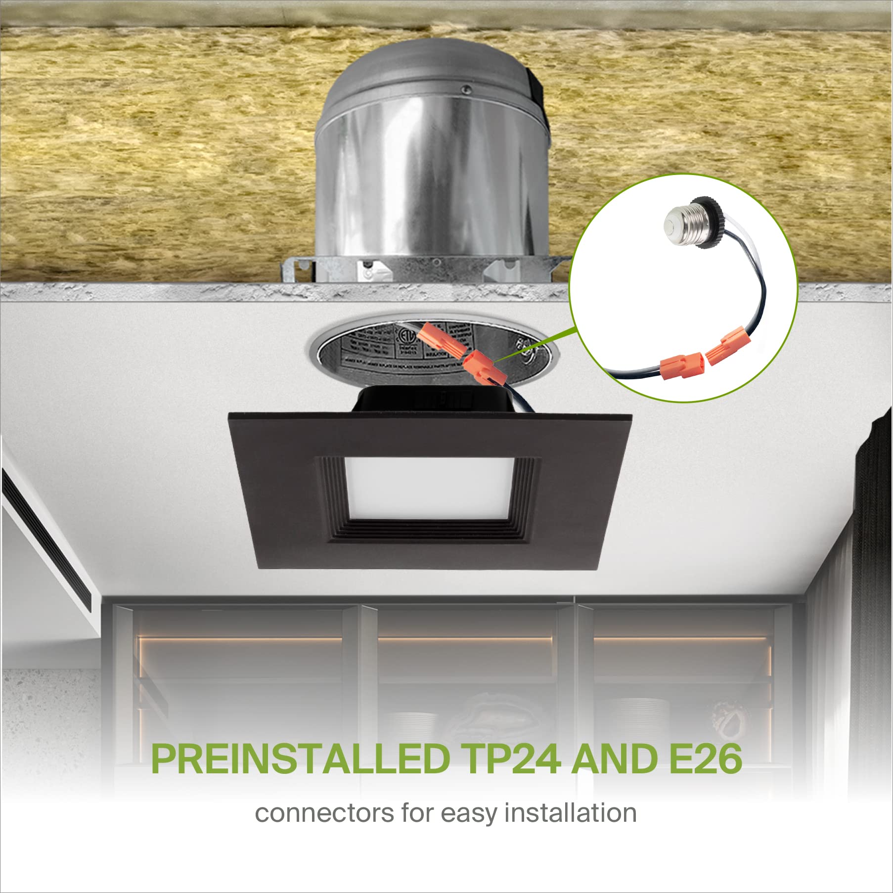 間接照明 ASD Bronze 6 Inch Retrofit LED Square Recessed Lighting - 12W