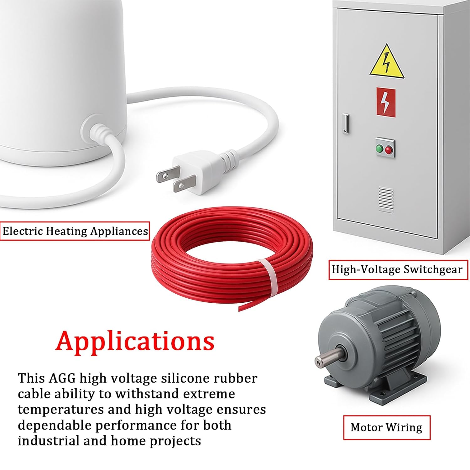 20-11 Gauge High Voltage Silicone Wire, 10-30KV Flexible Insulated Cable,Tinned Copper DC Ignition & Motor Lead Wires for Motor & Equipment(50ft,13AWG_20KV)
