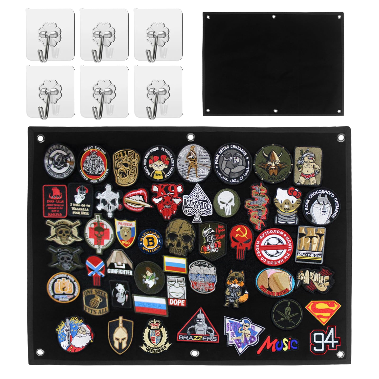 Panneau à Patchs Tactique 60x45 Cm - En Tissu Velcro, Pliable, Avec œillets Pour Exposition Murale (marron)
