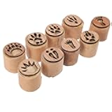 NUOBESTY Wooden Paw Print Stamp Animal Track Stamps for Crafting Scrapbooking Card Making Holiday Decorative Supplies 9pcs