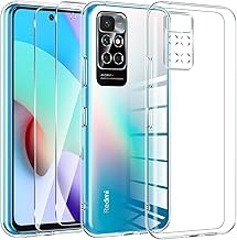 Kokio Cover for Xiaomi Redmi 10 4G/Redmi 10 2022 6.5 inch + 2 Tempered Glass Films, Transparent Silicone Mobile Phone Case, Ultra-Thin Protection Case for Redmi 10 4G