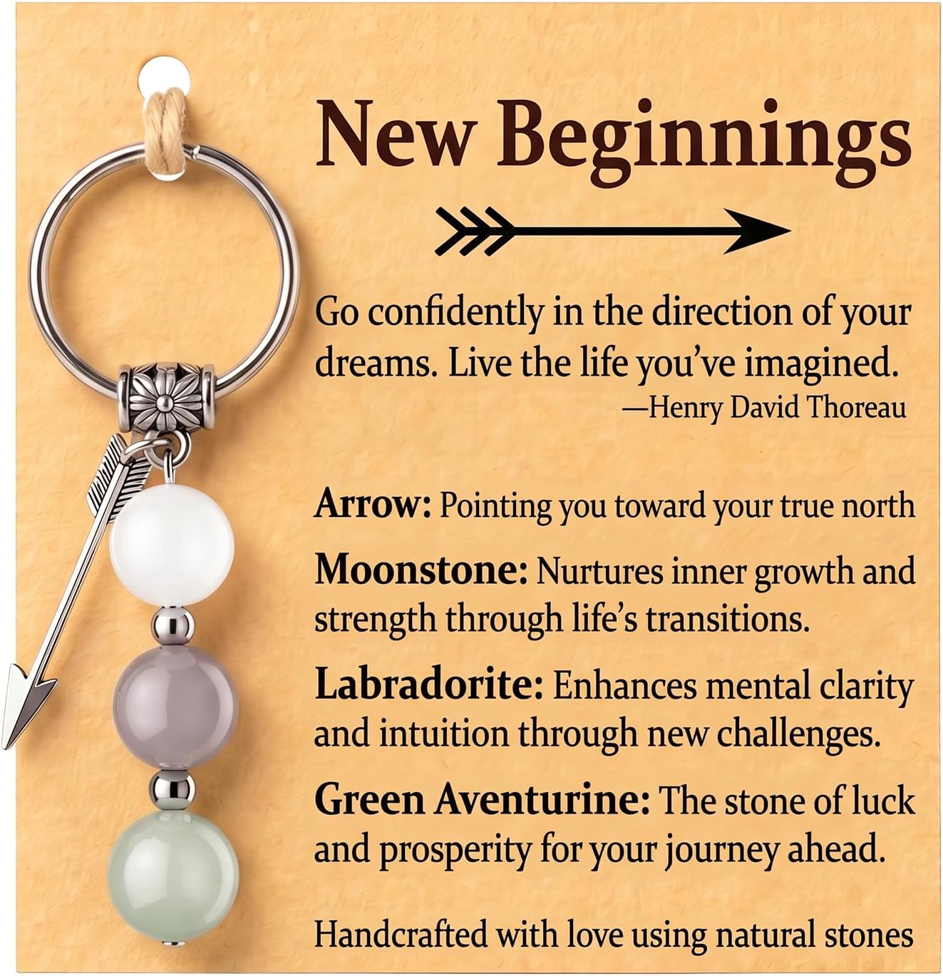 New Beginnings Crystal Keychain, Arrow Good Luck Charm Keyring for Friend