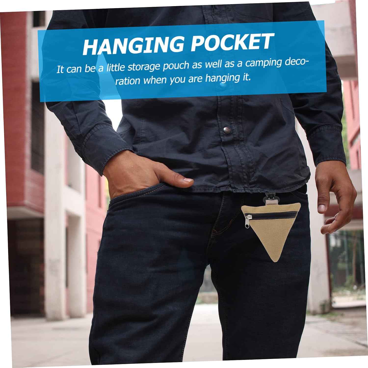 Mikikit Fanny Pouch Camping Picnic Hanging Outdoor Bag Small Item Organizer Non-Woven Fabric
