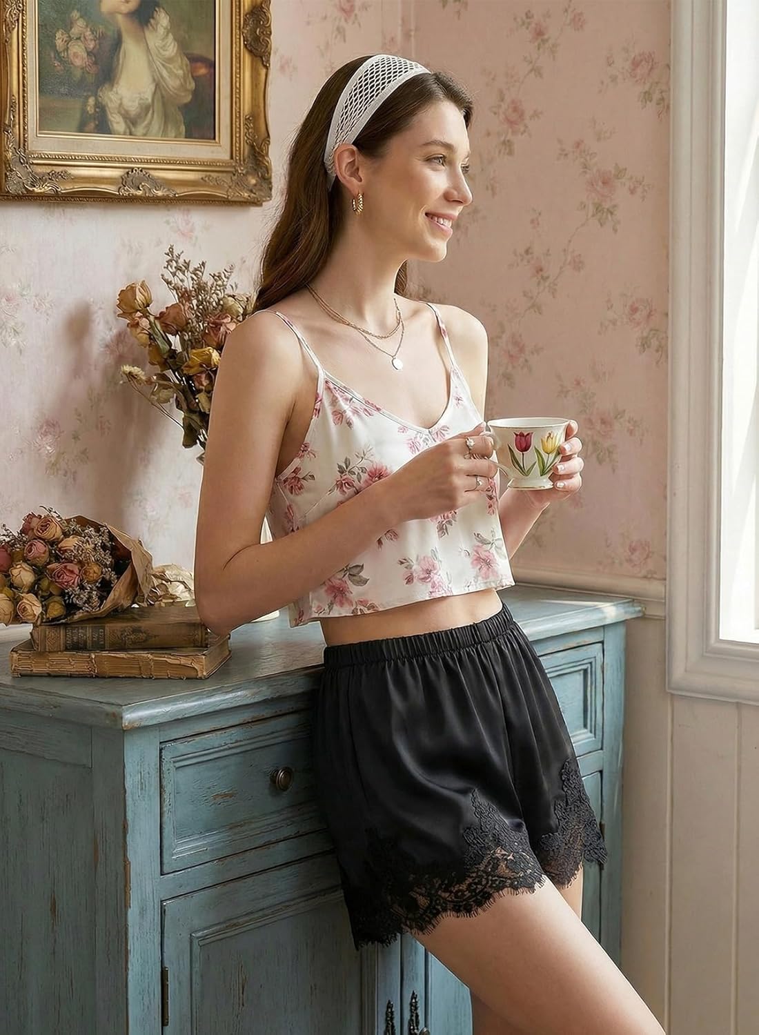 EVALESS Women Lace Satin Silk Shorts Casual Elastic Waist Pajama Bottoms Cute Y2K Micro Shorts 2026 Summer Fashion - Image 5