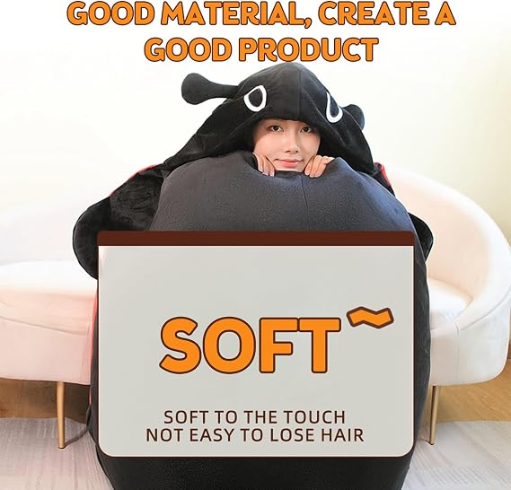 Wearable Ladybug Pillow, Cute Warm Sleeping Wearable Pillow Plush Removable Oversized Ladybug Cushion Giant for Kids and Adults Release Stress (60cm)