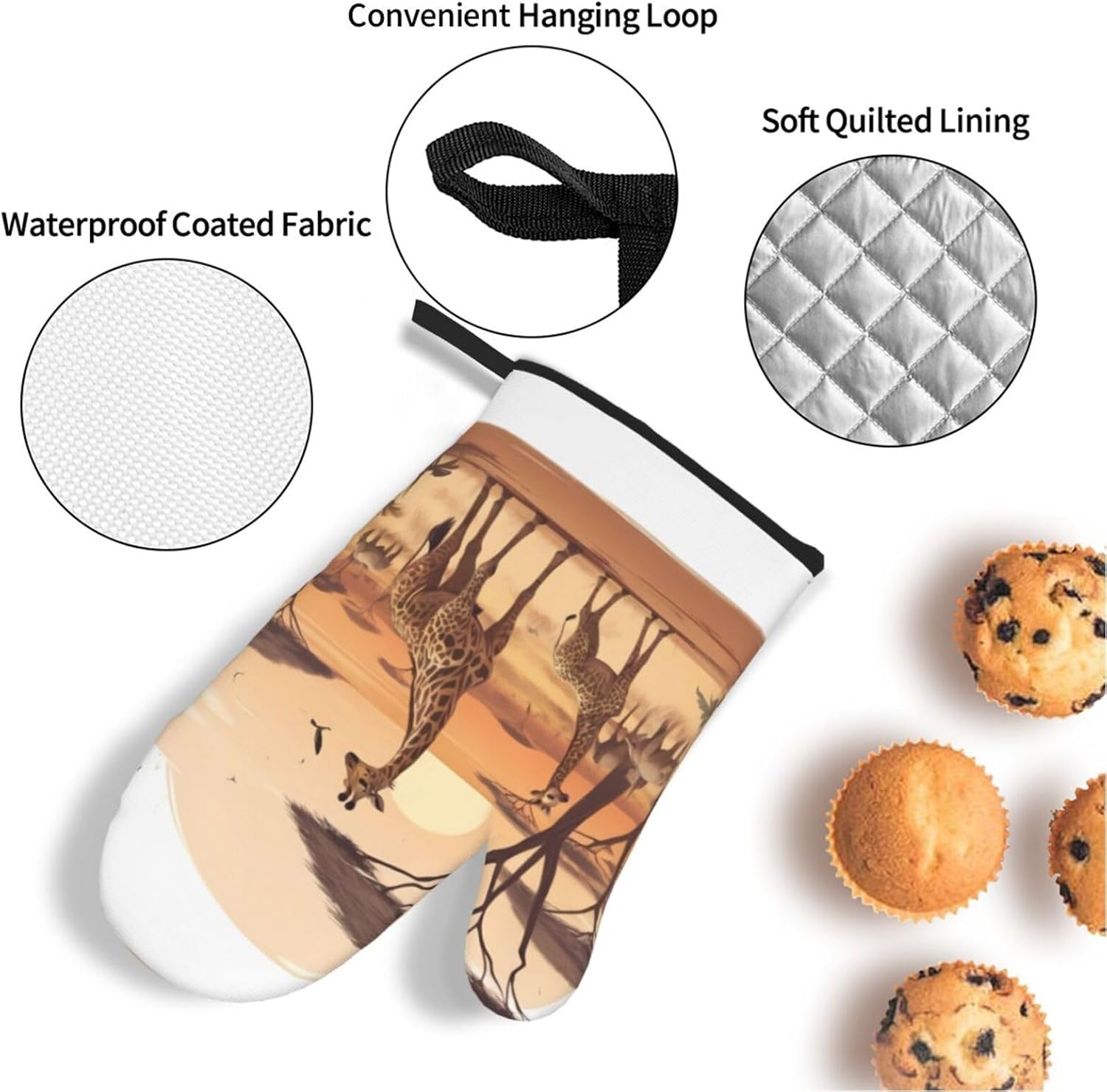 Savanna Animals Prints Kitchen Covers: Waterproof Oven Layers for Safe Cooking & Easy Cleanup - 4 Piece Heat Protection Set