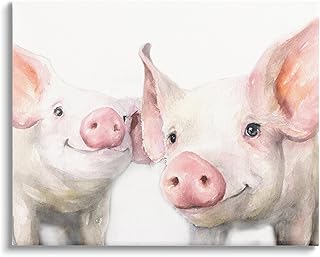 Stupell Industries Pair Pigs Pink Snout Cute Farm Animals, Design by George Dyachenko