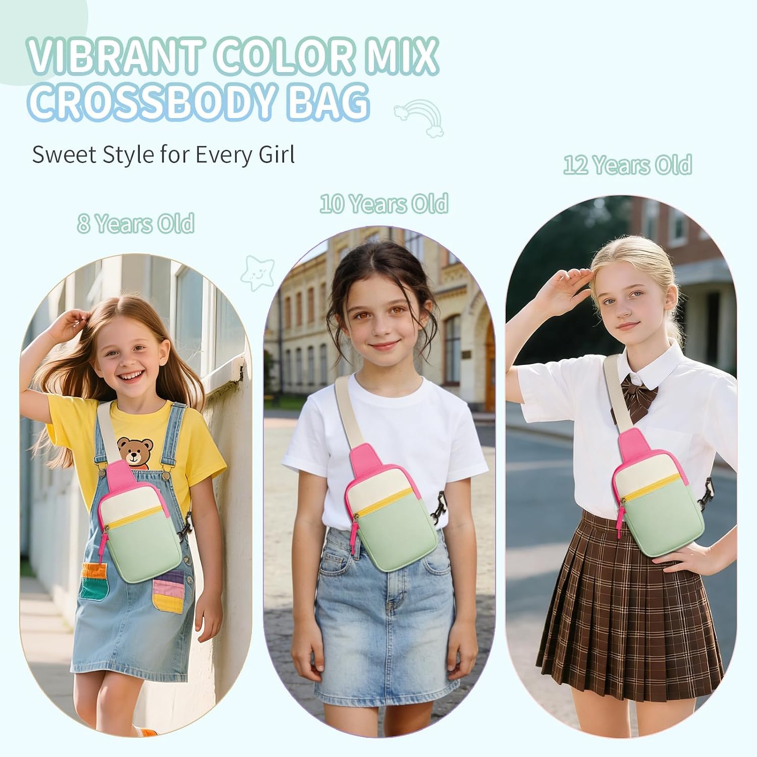 Birthday Gifts for 8 9 10 11 12 Year Old Teens Girls Kids, Fanny Pack Crossbody Bag Sling Belt Bags Purse, Dorm Travel Essentials for Girls Fashion, Preppy Tween Teen Girl Gift Trendy Stuff