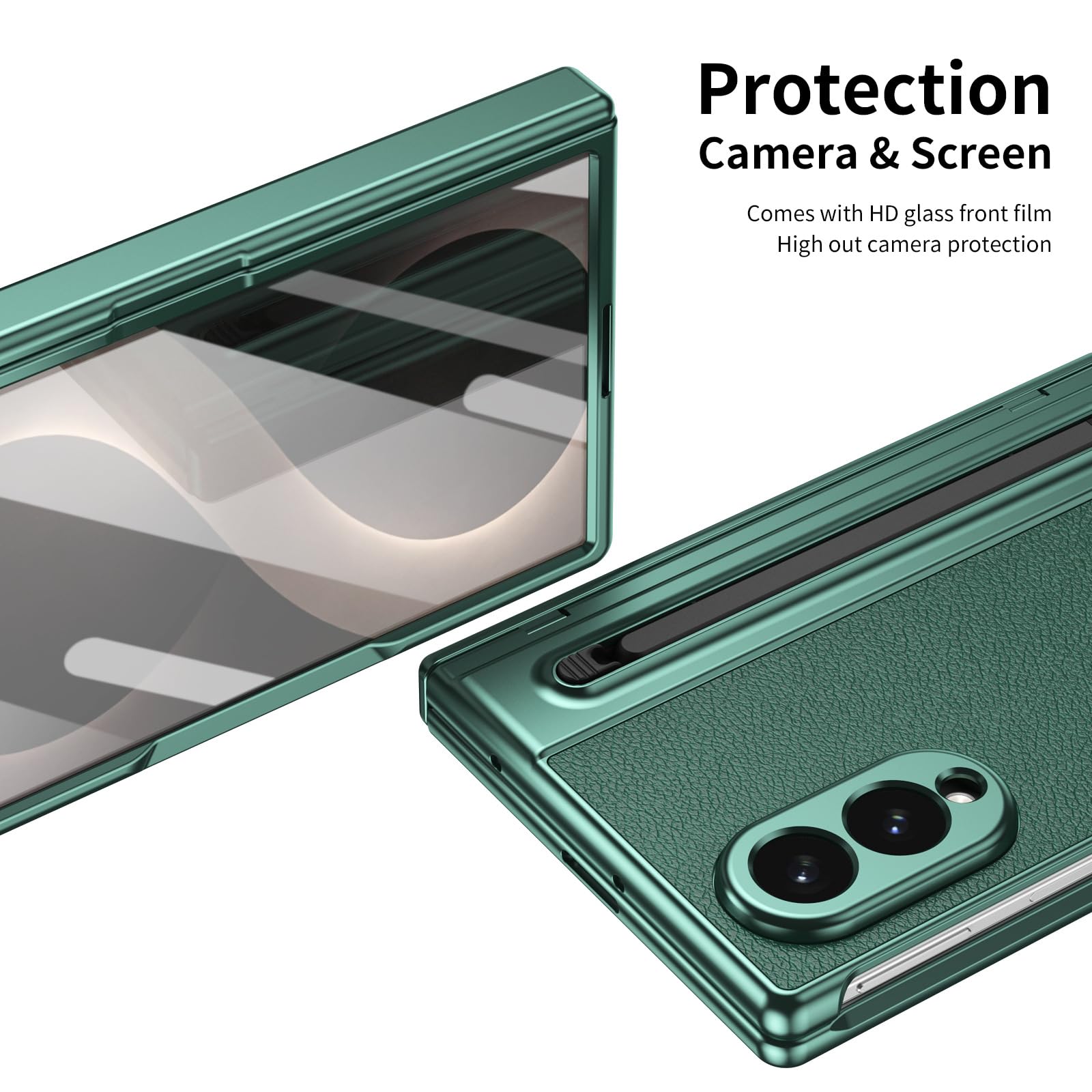 Étui Professionnel for Samsung Galaxy Z Fold 8, Texture Litchi, Résistant Aux Chocs, Anti-Traces De Doigts avec Porte-Stylo, Coque De Protection D'écran en Cuir(White)