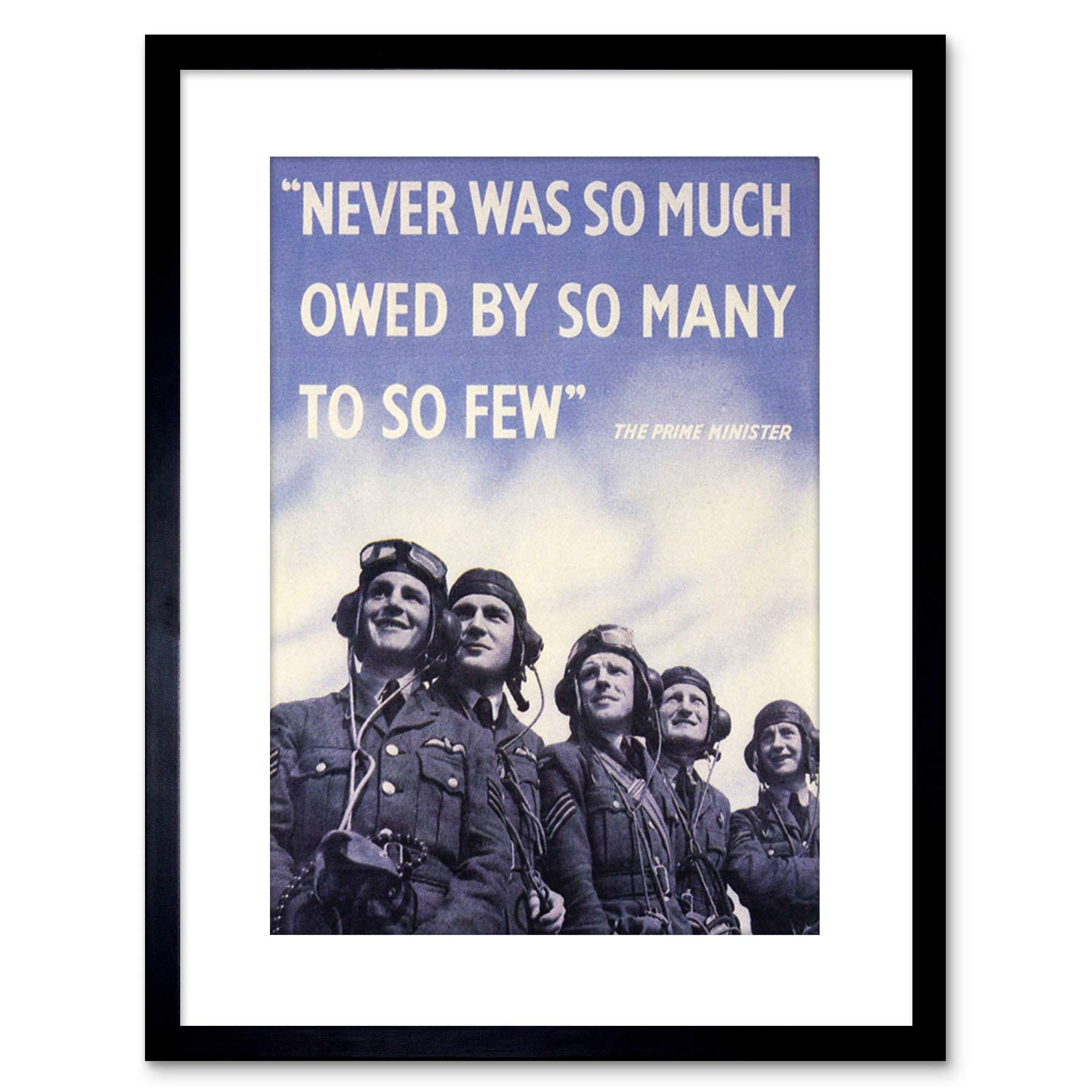 Wee Blue Coo Ad War WWII Churchill Battle Britain Quote Framed Wall Art Print