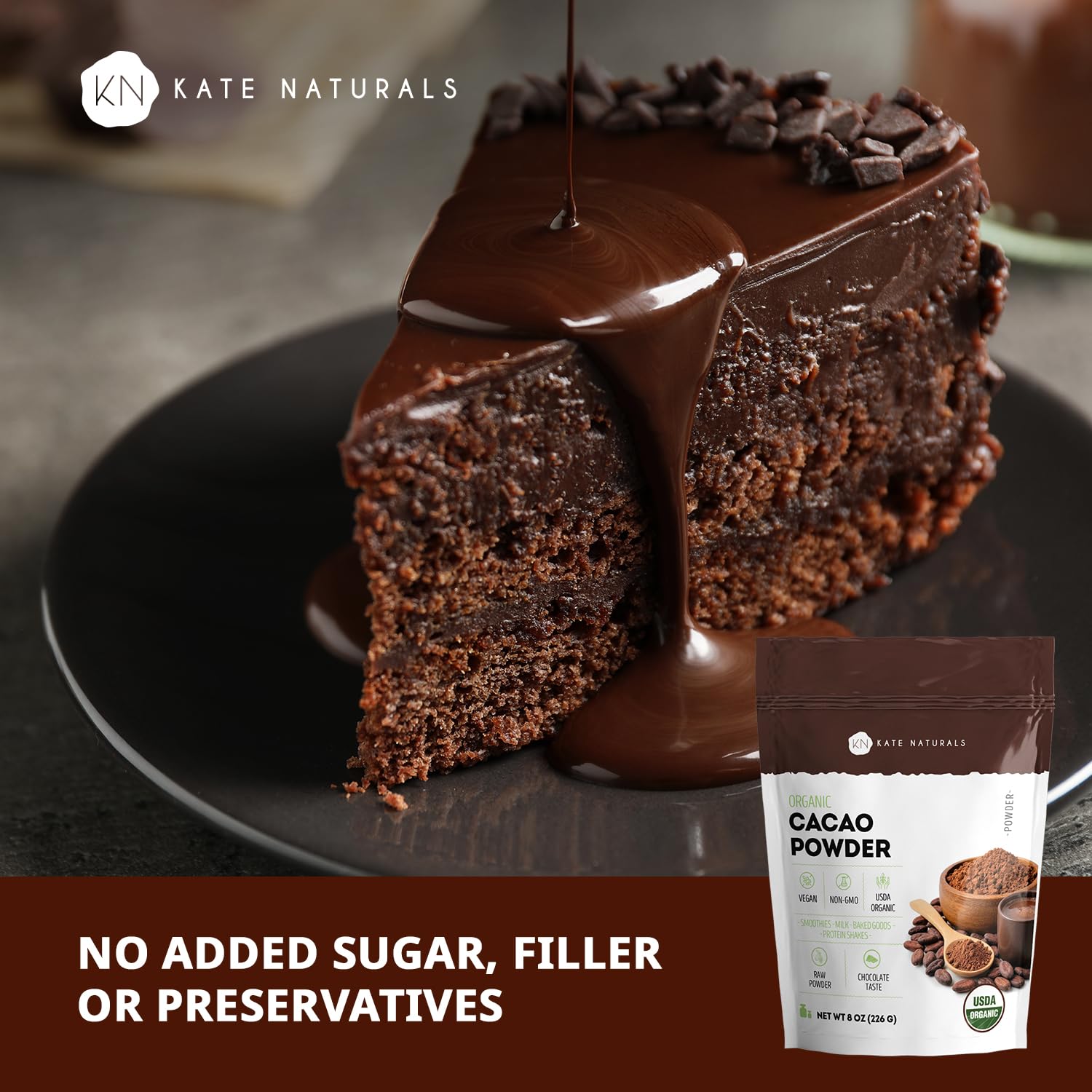  Organic Cacao Powder, Unsweetened for Coffee & Smoothies, 8oz thumbnail