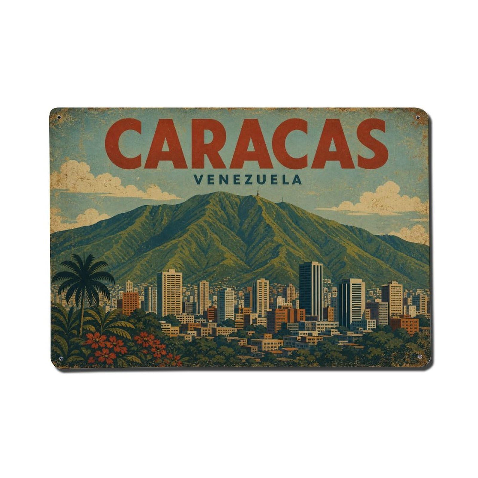 Retro Travel Venezuela Caracas Metal Tin Sign