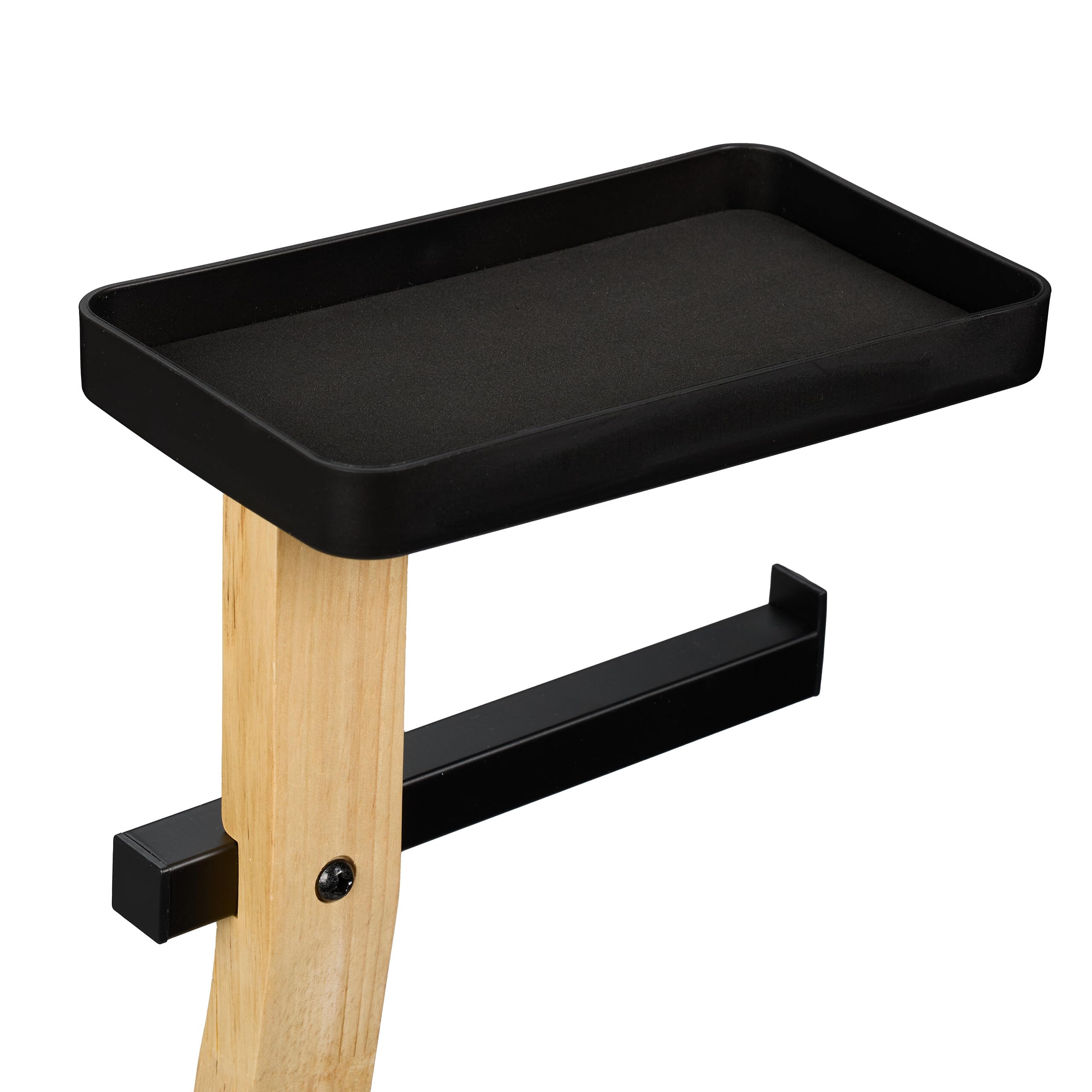 Relaxdays Serviteur WC Non Fixe, avec Support pour téléphone, H x L x P : 80 x 30 x 20 cm, Noir et Nature