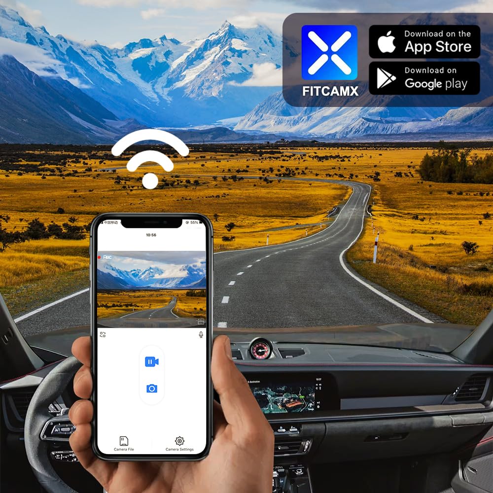 Fitcamx Dashcam 4K Compatibile con 2025 Porsche 911 (992.2), OEM Aspetto Cameras per Auto, 2160P UHD Video Wifi, Monitoraggio Parcheggio, G-Sensor, Registrazione Circolare, WDR, Scheda da 64 GB