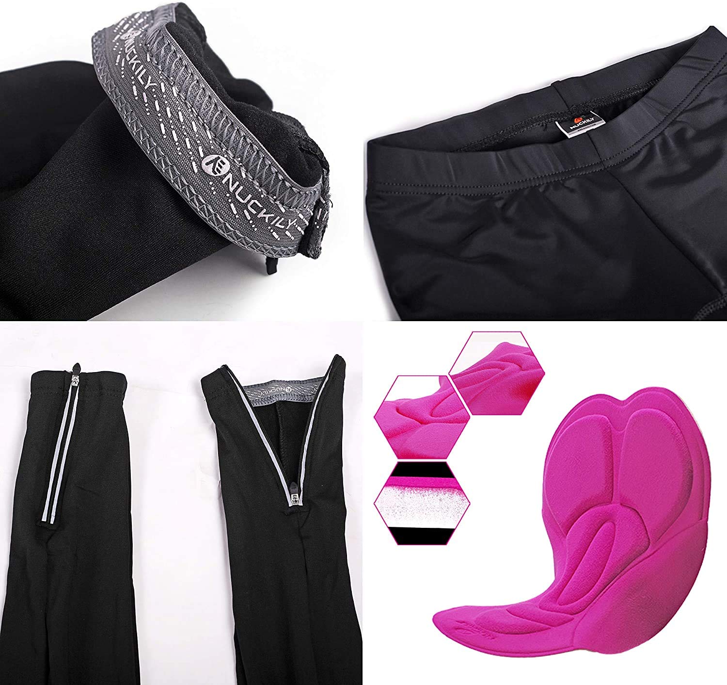 NUCKILY Damen Radtrikot Atmungsaktive Fahrradbekleidung Set Trikot Langarm & Radhose mit 3D Sitzpolster MTB Radsportanzug mit 4 Taschen