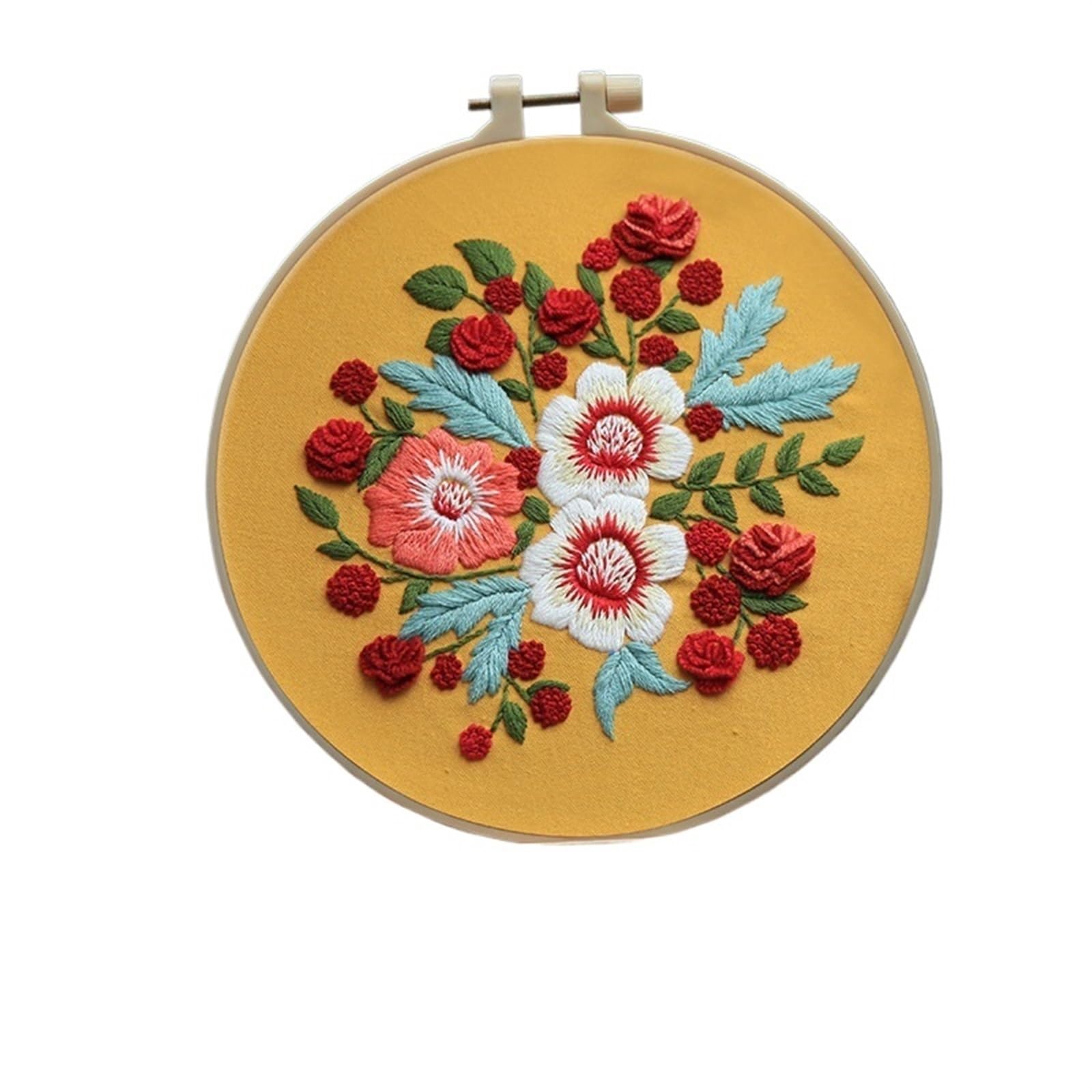 LKLNKVL embroidery, Embroidery Kit， Flower Stamped Kit(Color 04,Without hoop)