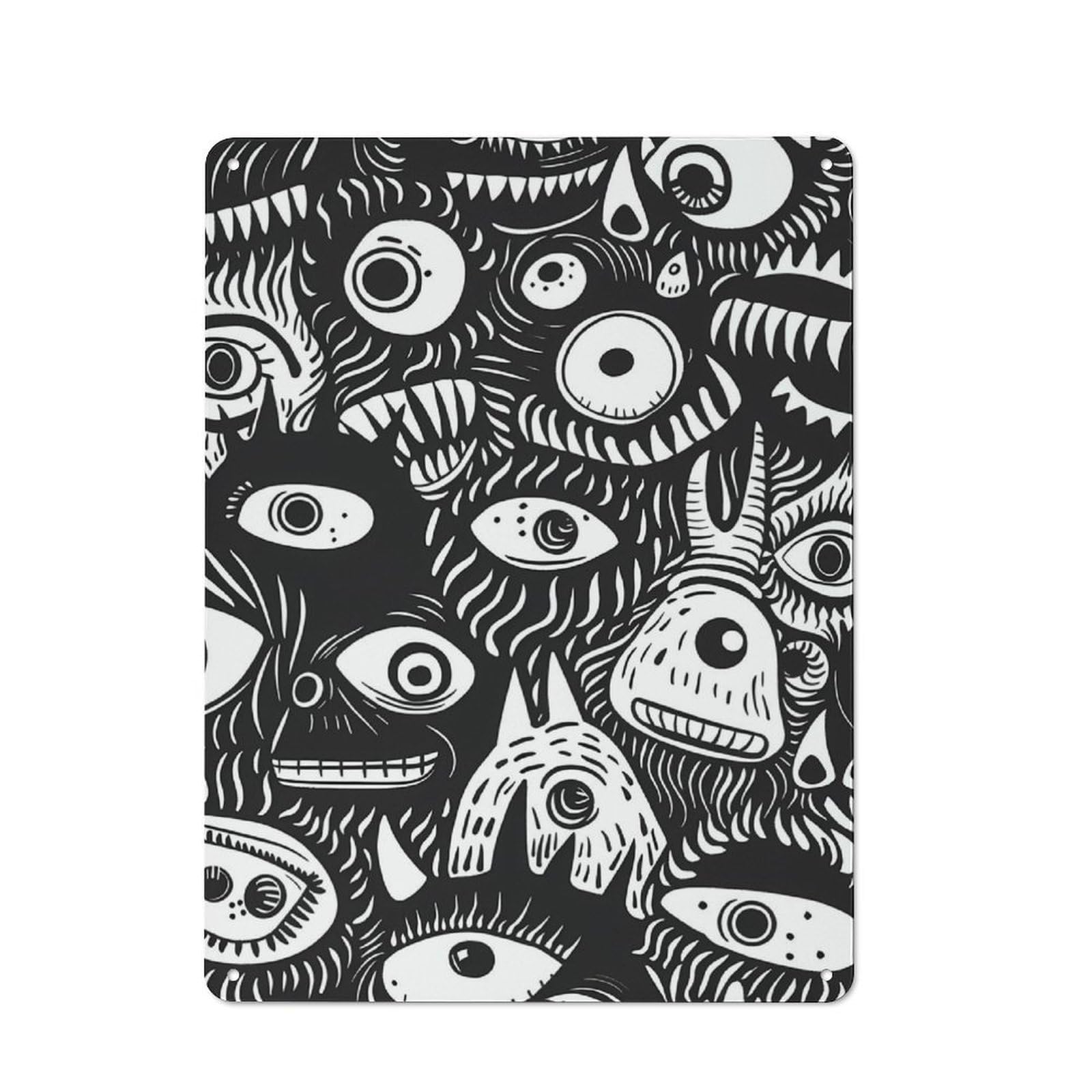 Junmoney Whimsical Doodle Monster Rustic Metal Sign 40X30cm For Man Cave Or Games Room, For Vintage Wall Decor Fans, For Garage And Workshop Walls