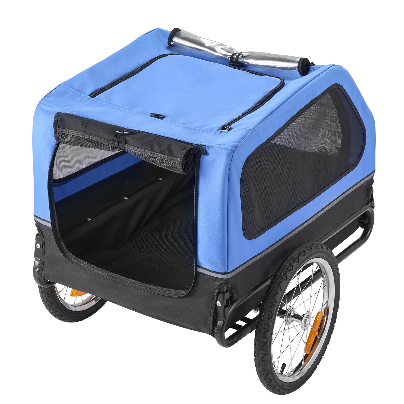 VEVOR Rimorchio per Bici per Cani, Supporta Fino a 40 kg, Carrello Portabici, Telaio Pieghevole con Ruota a Sgancio Rapido, Attacco Universale per Bicicletta, Riflettore, Bandiera Guinzaglio Interno
