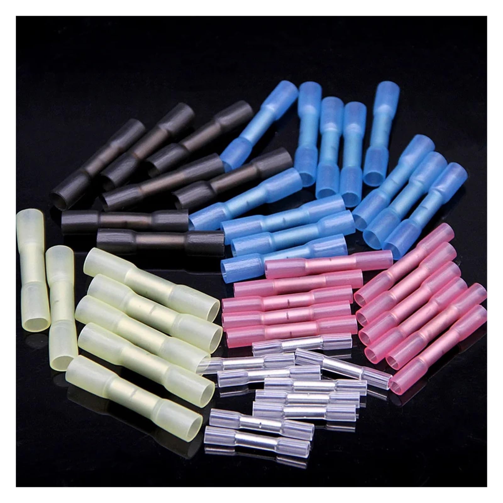 120PCS Heat Shrink Butt Terminals Red Fully Insulated Seal 26-10 AWG Electrical Wire Cable Crimp Terminal Connectors