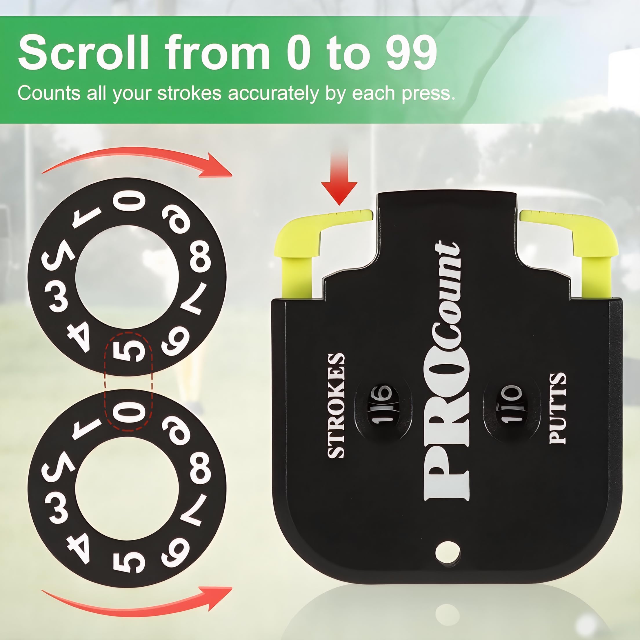 Stripe Contador de Golpes Golf Doble Esfera 2 Jugadores y Putts