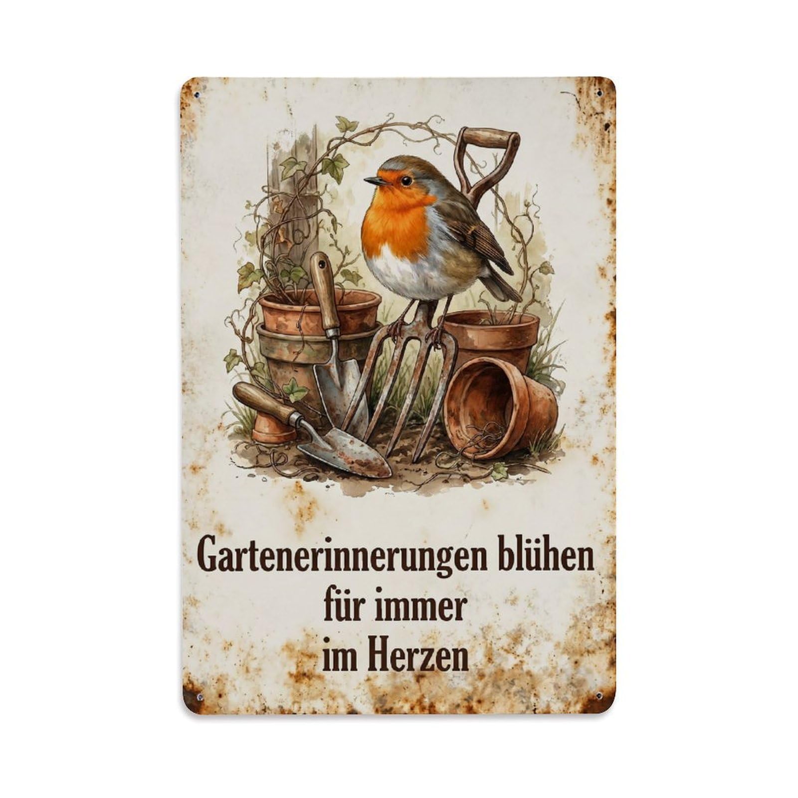 Robin Bird Garden Quote Garden Memories Metal Tin Sign