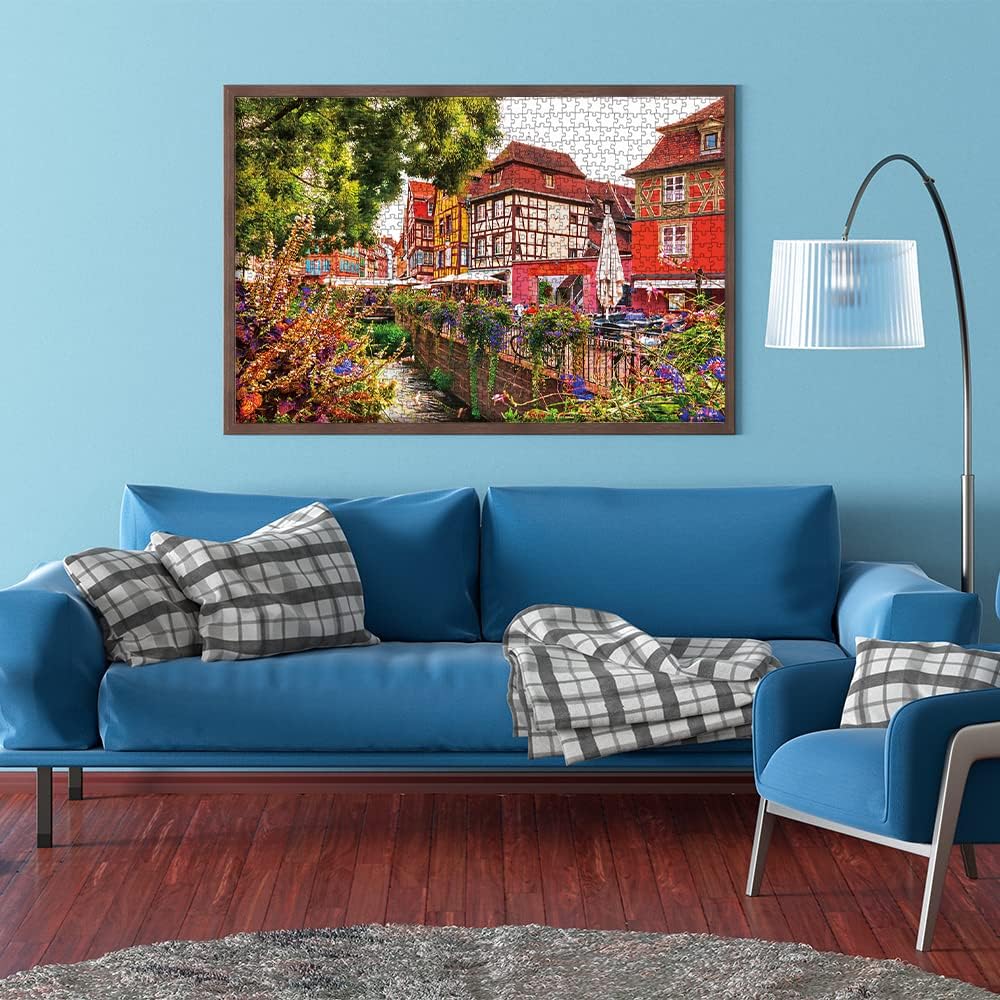 MaxRenard 1000 Pieces Jigsaw Puzzle for Adults Colmar Town Colorful Landscape Challenge Game Decompression Toy Home Wall Decoration