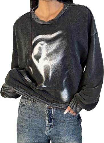 Verdusa Women's Gothic Graphic Print Sweatshirts Streetwear Pullover Tops Fall O