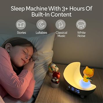 Move2Play、Doziサウンドマシン | 3時間以上のコンテンツ | 常夜灯 | 幼児&子供用目覚まし時計 | 落ち着く | OKトゥウェイク | ホワイトノイズ&子守唄音楽 | 2歳、3歳、4歳、5歳以上の男の子&女の子への誕生日プレゼント。