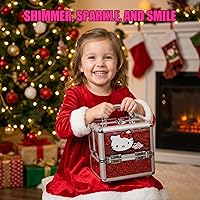 Vista 8 de Estuche de Maquillaje Cosmético Hello Kitty Train Case Incluye Brillo de Labios, Sombra de Ojos, Esmalte de Uñas, Accesorios para el Cabello y Más!