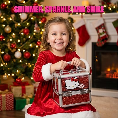 Miniatura 8 de Estuche de Maquillaje Cosmético Hello Kitty Train Case Incluye Brillo de Labios, Sombra de Ojos, Esmalte de Uñas, Accesorios para el Cabello y Más!