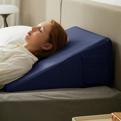 Bedluxe Almohada de cuña, almohada de cuña de cama de 12 pulgadas para cabecero, almohada de cuña para alivio del reflujo ácido, dormir, después de