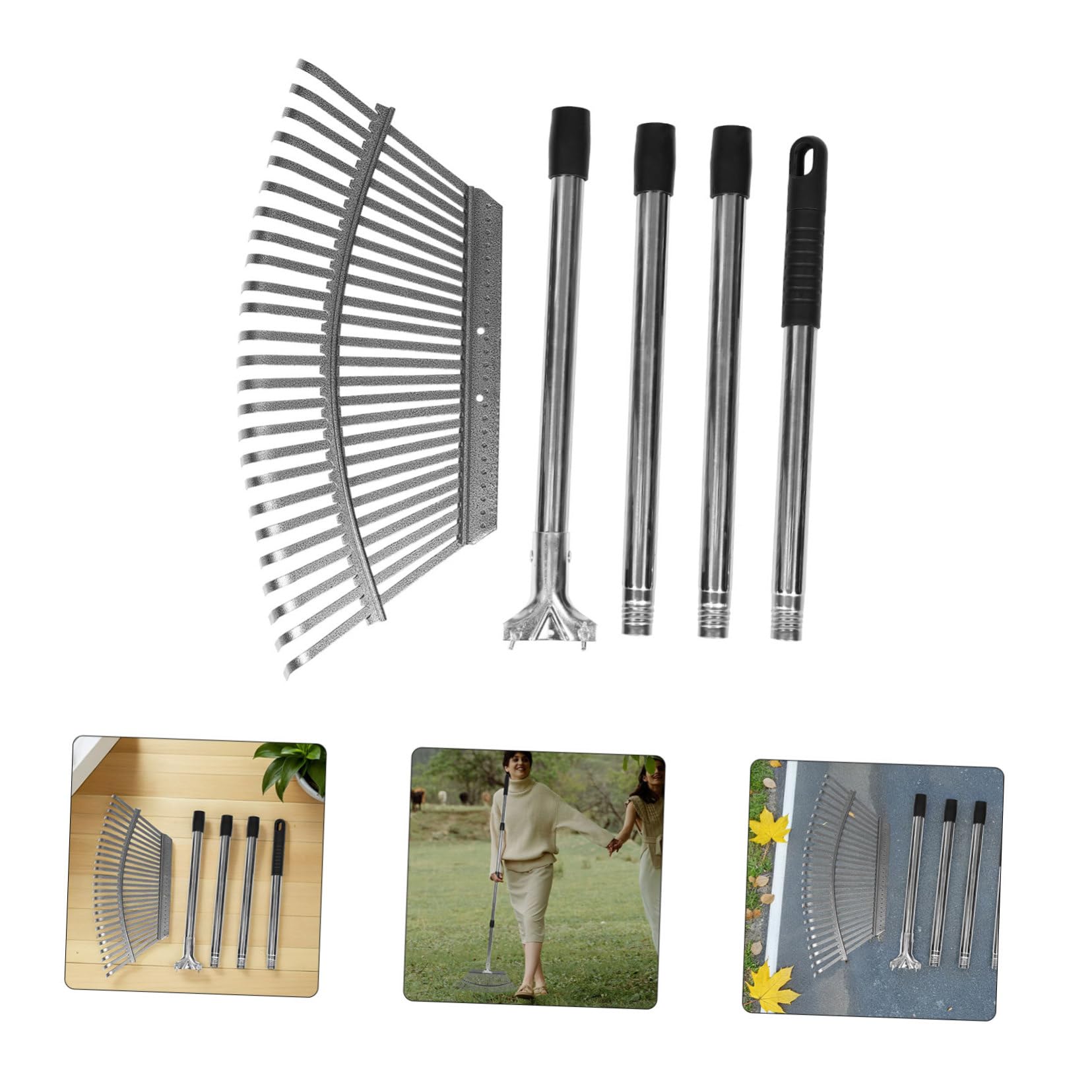 Handrechen mit 25 Zinken aus Edelstahl für Garten und Rasenpflege