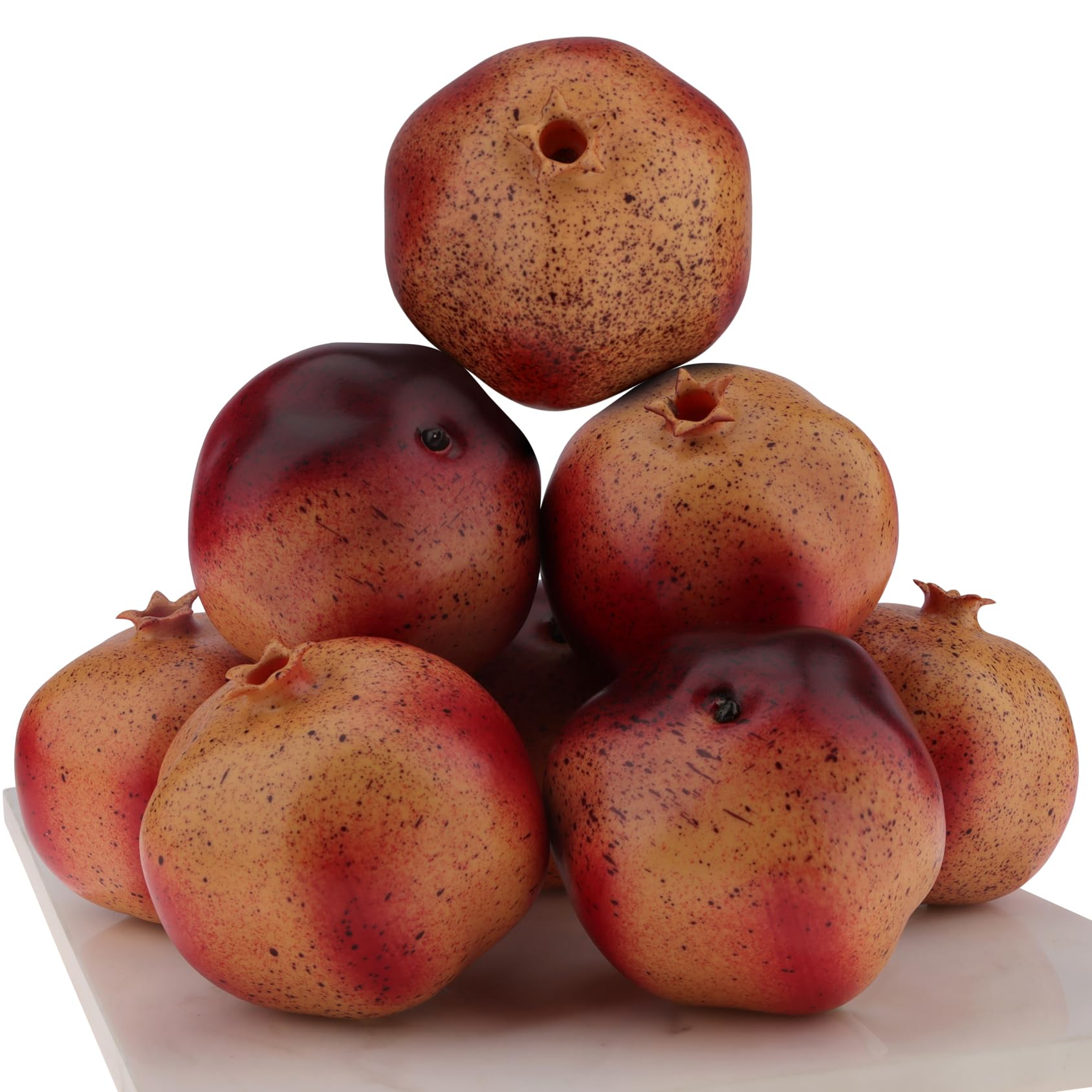 Woration 6 PCS Artificial Fake Pomegranates Faux Simulation Fruits Realistic Vivid Pomegranate for Home Ornament Party Desk Office Restaurant Decorations Props