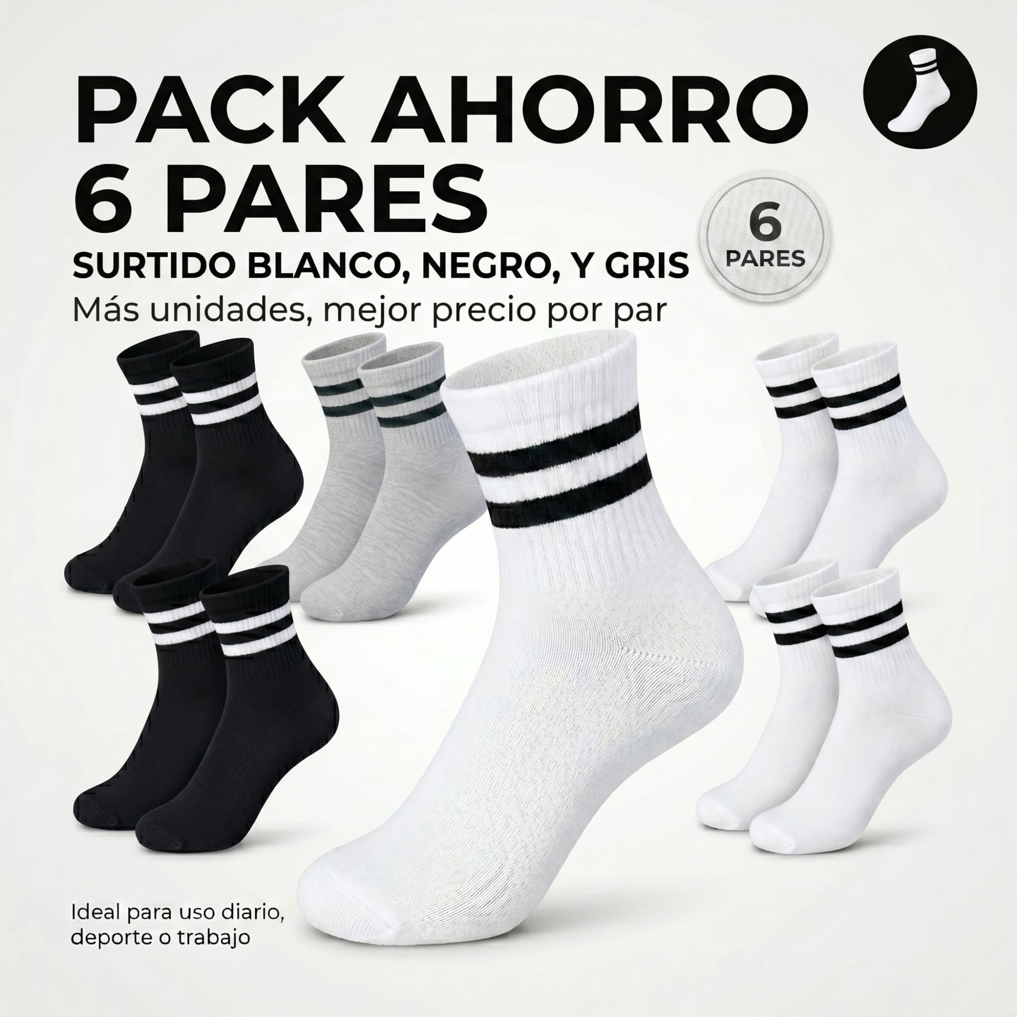 Calcetines Deporte Algodón Transpirables Running Gym Fitness Hombre Mujer