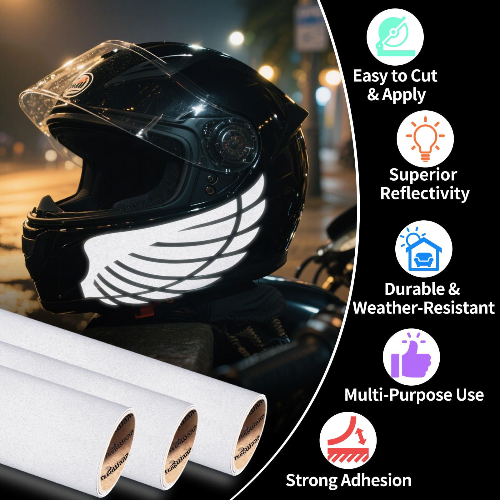 chrome tape motorcycle helmet Amazon.com: TECKWRAP White Reflective Chrome Adhesive Vinyl Flashlight  Sensitive Vinyl for Crafts, Decals, Bikes, Motorcycles, Helmets, Mailbox,  Reflective Tape, 1ftx5ft, White : Arts, Crafts & Sewing