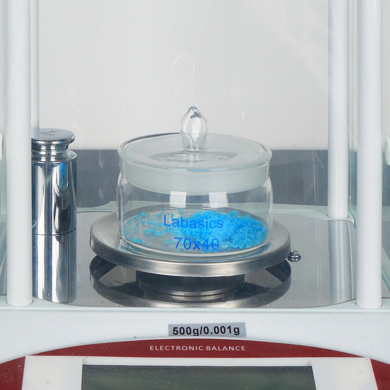 Labasics Bottiglia di Pesata in Vetro Borosilicato, Diametro 70 mm, Altezza 40 mm, con Tappo in Vetro Smerigliato, Bocca Ampia per Laboratorio