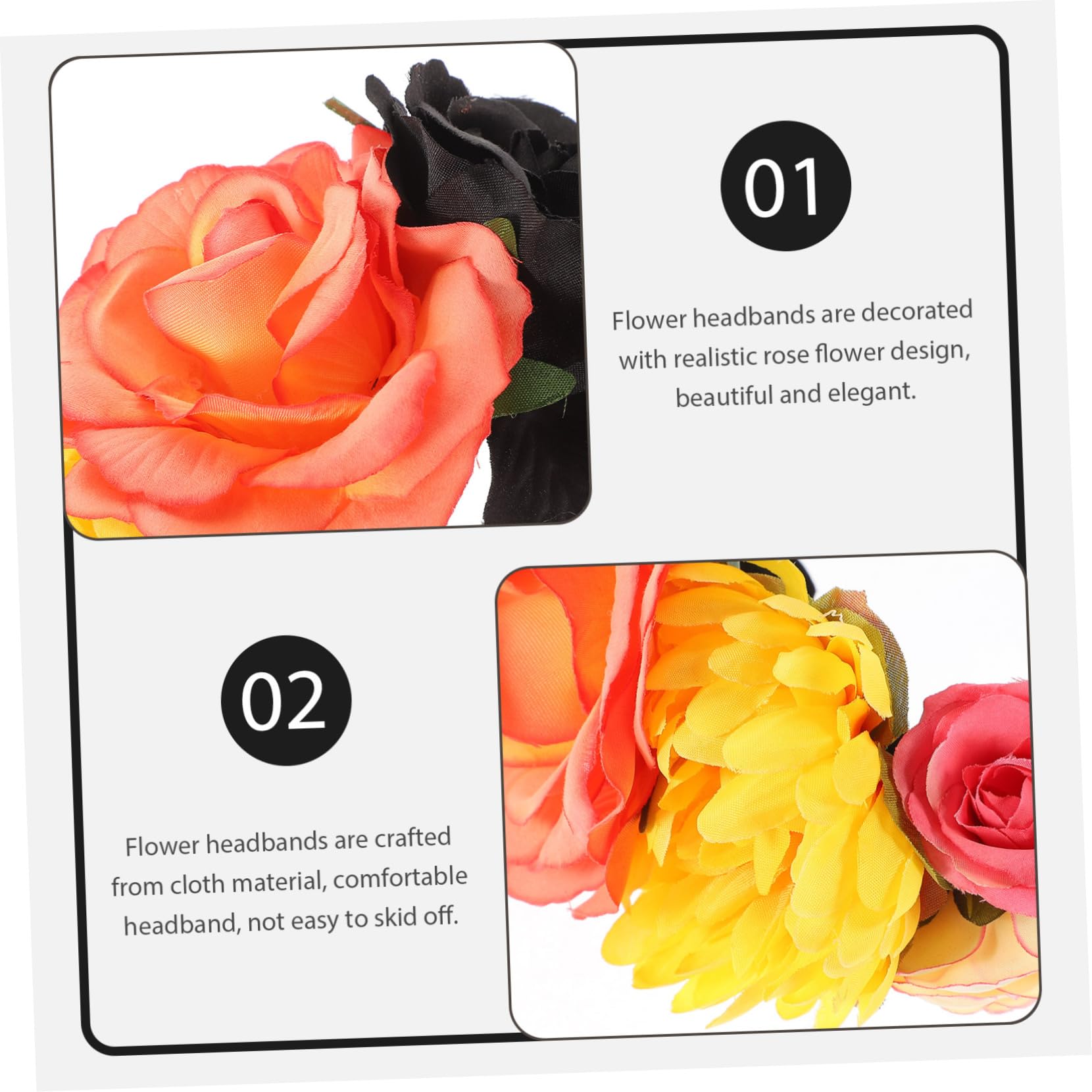 Pack Mexikanisches Blumenstirnband mit Rosenmotiv, Cloth