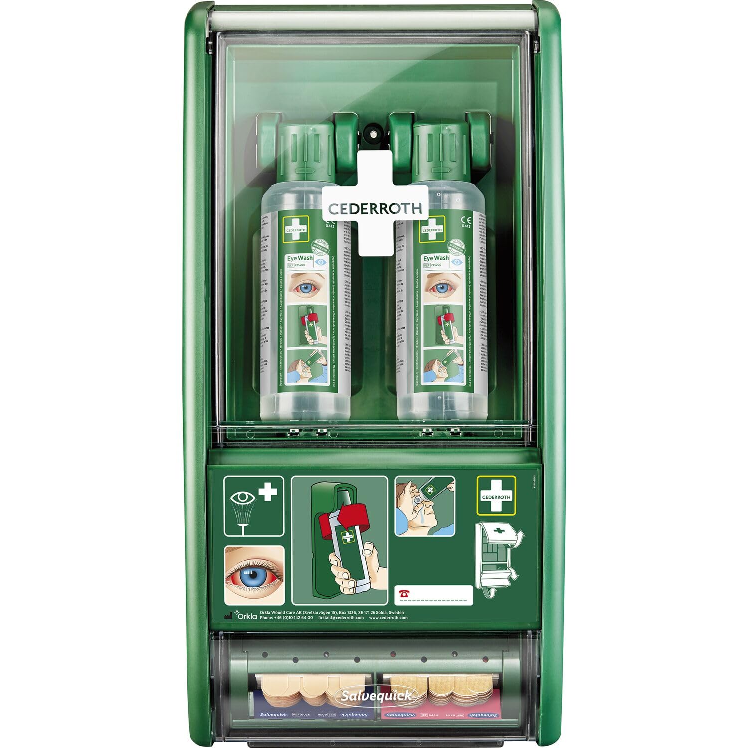 CEDERROTH Augenspül-Station 2 x Spüllösung je 500 ml + Pflasterspender