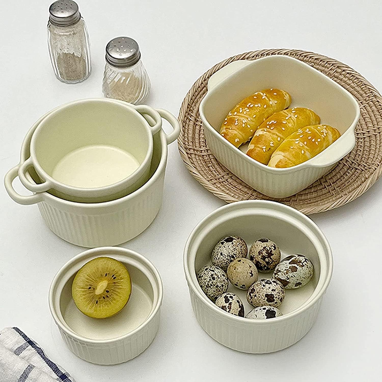 Bol à soupe, bol à riz, bol à déjeuner, ensemble de ramequins, 120 ml, ramequins à crème brûlée, plats à soufflé allant au four, ramequins à soufflé, ramequins for friteuse à air-rose-lot de 2 ( Color