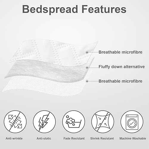 Vista 171 de Hansleep - Edredón blanco tamaño Queen – Colcha barroca ultrasónica para todas las estaciones, juego de ropa de cama suave y ligero, 3 piezas