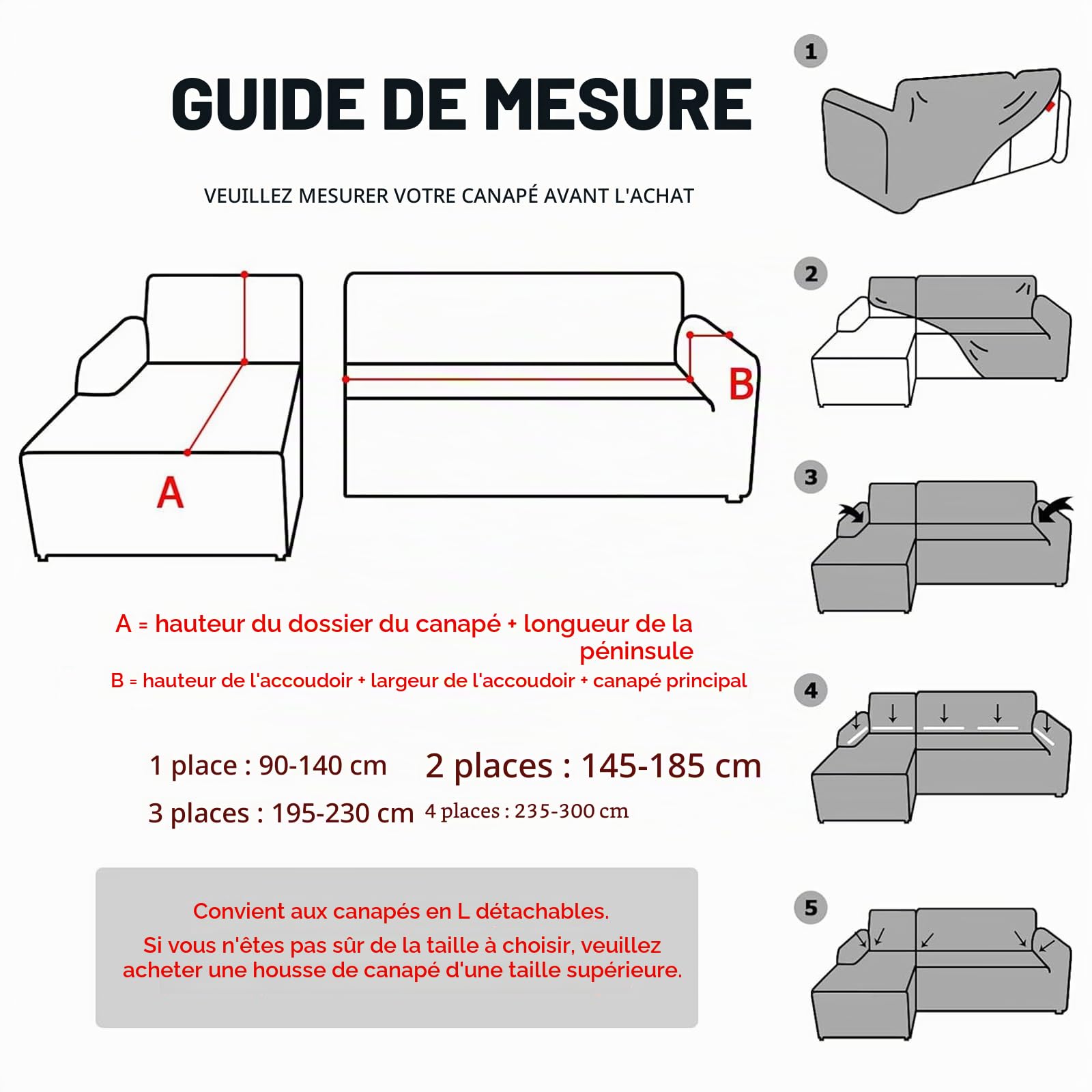 Lydevo Housse de Canapé d'angle Extensible 2 Pièces Housse de Canapé vec Accoudoirs Convertible avec Deux Taies d'oreiller Couverture de Canapé d'angle Forme de L Revêtement Canapé,Chameau