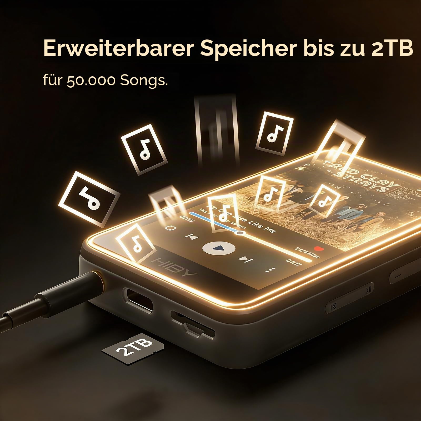 HiBy Music R1 Bluetooth MP3 Player mit Touchscreen, Hi-Res Audio & Wireless Dual zertifiziert, unterstützt Tidal & Qobuz Streaming, LDAC, erweiterbarer Speicher bis zu 2 TB, 15 Stunden Spielzeit