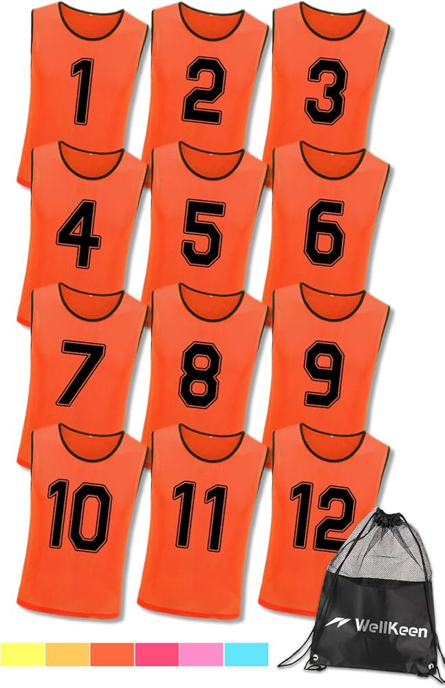 Amazon | WellKeen ビブス12枚 セット 番号入り ゼッケン サッカー
