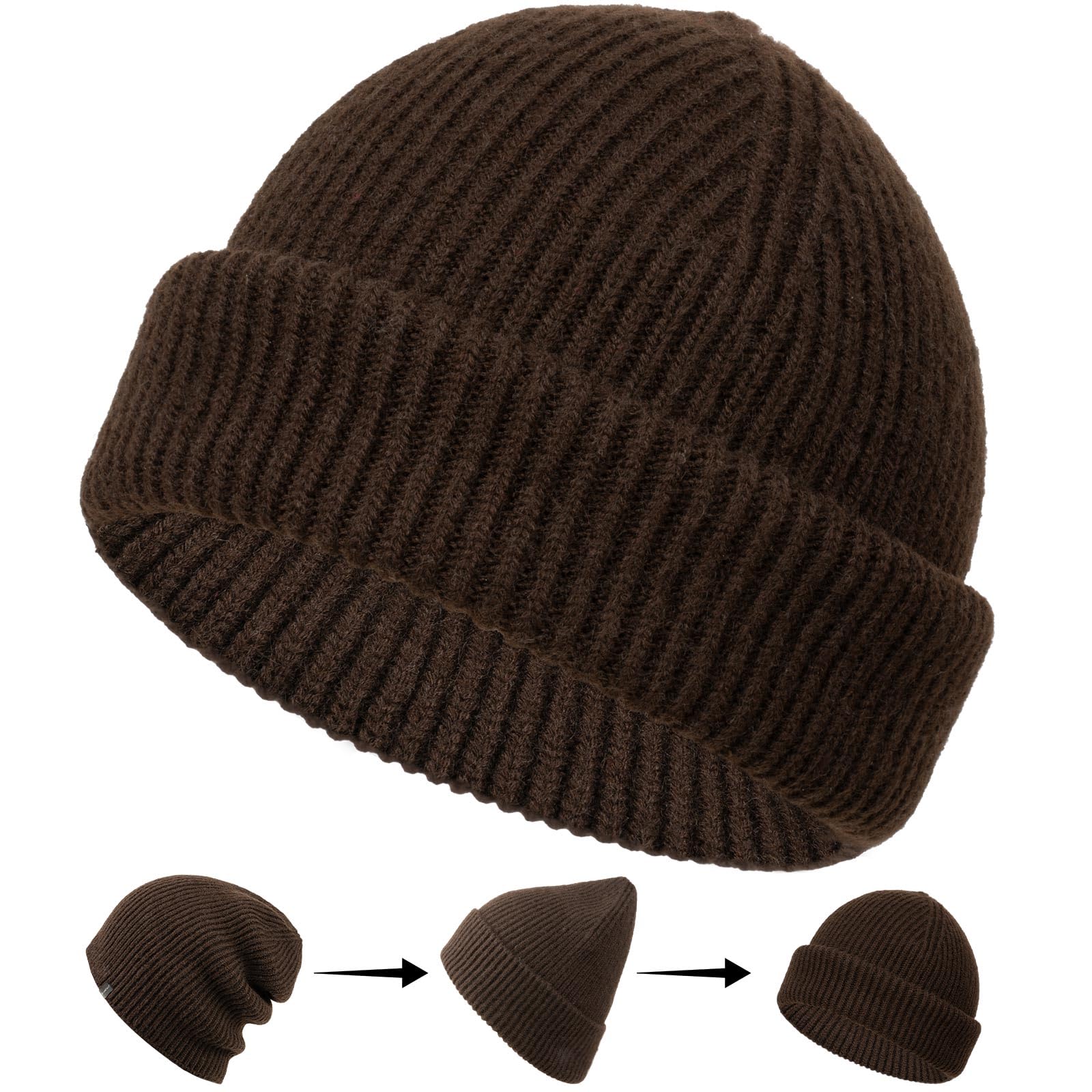 JremPan Beanie Hat for Men Women Knit Winter Hat Warm Cuffed Skull Beanie Slouchy Soft Unisex Beige