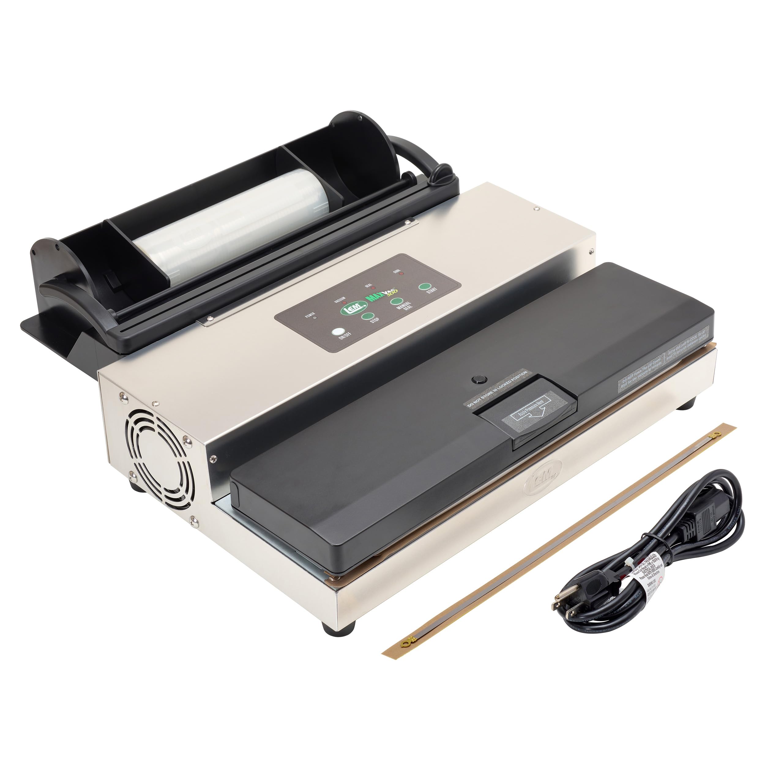 LEM Products MaxVac 500 Aluminum Vacuum Sealer with Removable Bag Holder and Cutter, Silver and Black Vacuum Sealer Machine