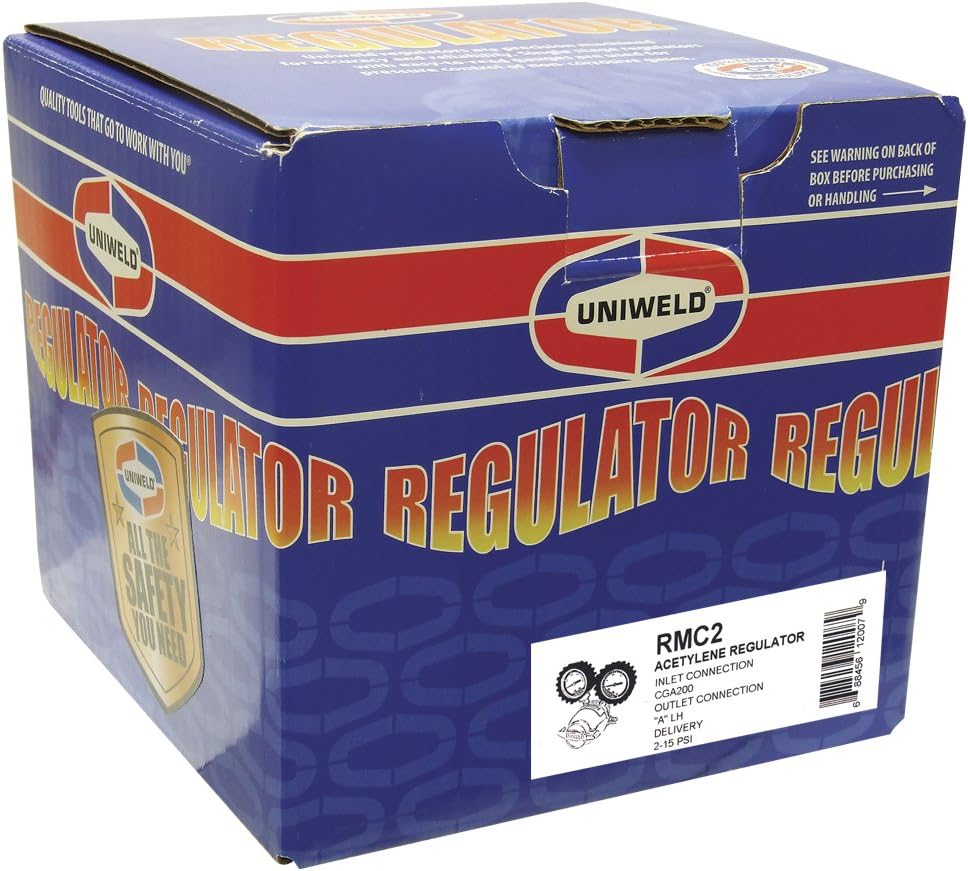 Uniweld RMC2 Patriot Series Acetylene Regulator with "A" Outlet Connection and 200 CGA Inlet
