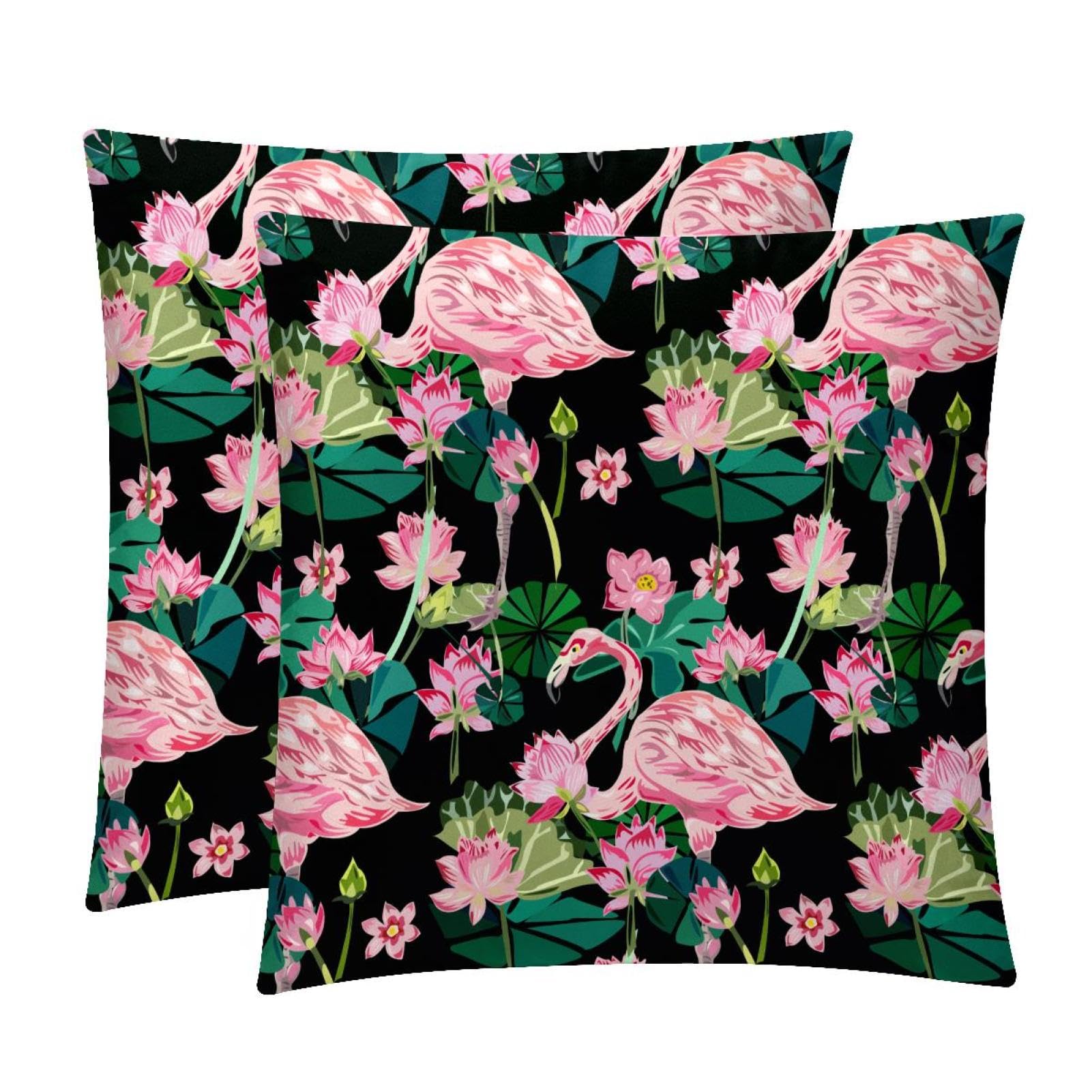 TDGKPZ Flower Flamingo Throw Pillow Covers 2 Pack Cushion Cases Decorative Pillow Cases Home Decor 40x40cm