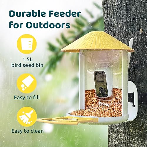 Miniatura 5 de NETVUE Birdfy AI - Comedero inteligente para pájaros con cámara, alimentado por energía solar, captura e identificación automática de IA de por vida