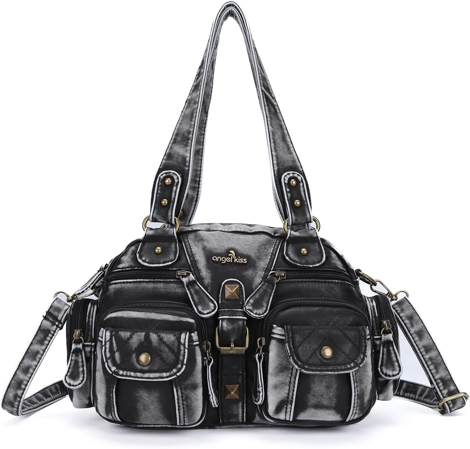 Angel Kiss Hobo Crossbody Purses for Women Shoulder Bag Multipocket Soft Hobo Purses Removable Strap Leather Handbags